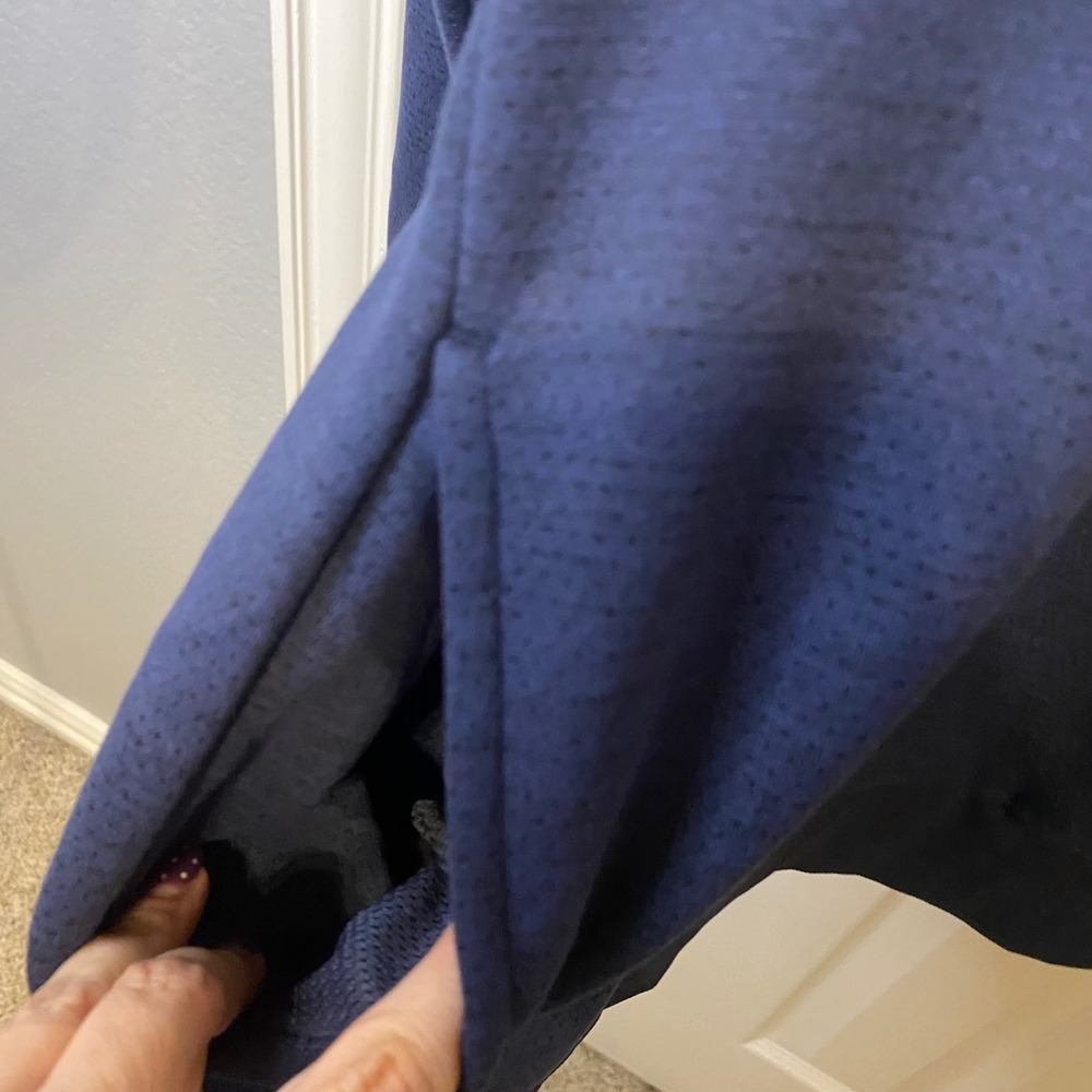 Spyder Active Mens Large Navy Blue Crewneck Sweatshirt Fleece Lined Side Pockets - Picture 4 of 5